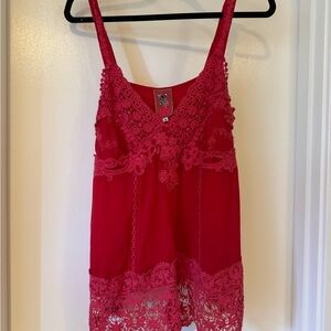 Johnny Was Crimson Lace Tank Top